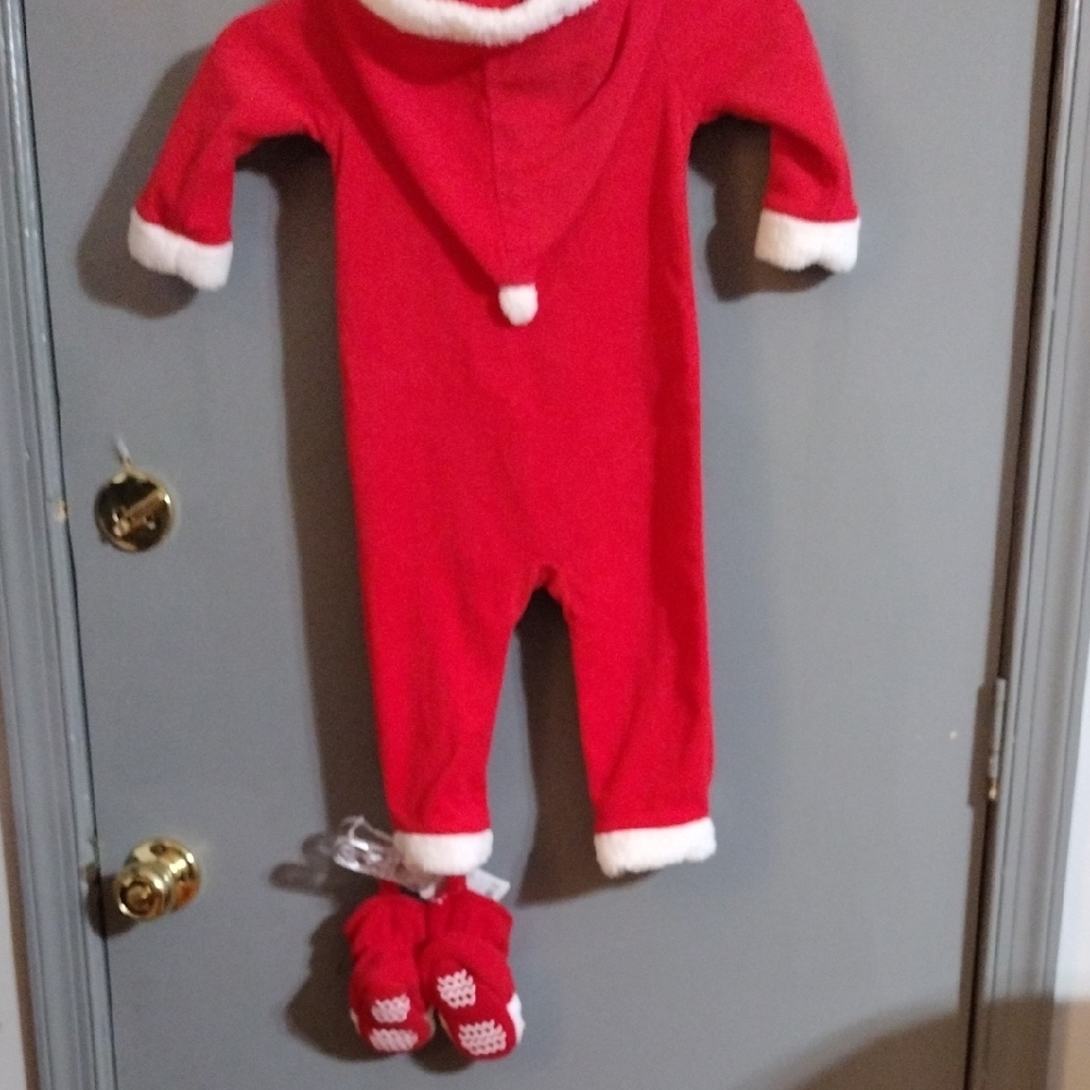 Carter's Festive Cozy And Classic Red Santa Pajama And Slippers - Picture 4 of 5